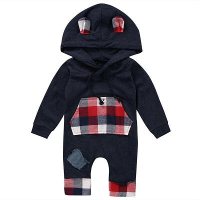 Newborn Baby Boy Long Sleeve Plaid Hooded Romper Jumpsuit Patch Hoodie with Pocket Outfit Clothes
Newborn Baby Boy Long Sleeve Plaid Hooded Romper Jumpsuit Patch Hoodie with Pocket Outfit Clothes