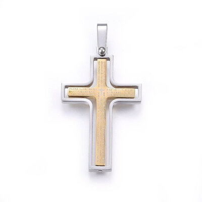 304 Stainless Steel Pendants Cross with Word Golden & Stainless Steel Color 3641x2225x25mm Hole 7x3mm
304 Stainless Steel Pendants Cross with Word Golden & Stainless Steel Color 3641x2225x25mm Hole 7x3mm