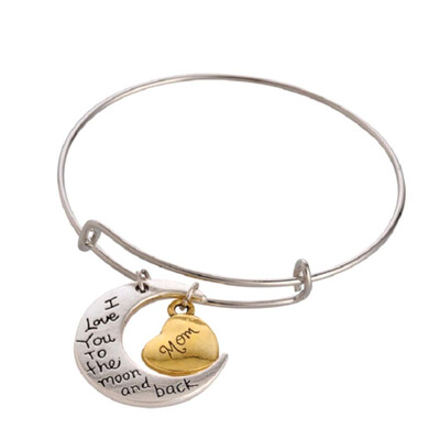 Moon And Back Bangles For Mom Engraved Letters Women Metal Ethnic Silver Color Moon Star Pendant Bracelet
Moon And Back Bangles For Mom Engraved Letters Women Metal Ethnic Silver Color Moon Star Pendant Bracelet