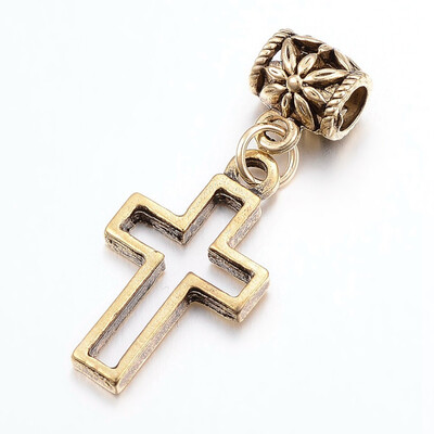 Tibetan Style Alloy European Dangle Beads Large Hole Pendants Cadmium Free & Lead Free Hollow Cross Antique Golden 34mm
Tibetan Style Alloy European Dangle Beads Large Hole Pendants Cadmium Free & Lead Free Hollow Cross Antique Golden 34mm