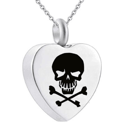 Skull Cremation Jewelry Urn Necklace Ashes Engraved Keepsake Memorial Pendant