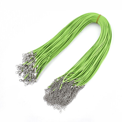 Waxed Cord Necklace Making with Iron Lobster Claw Clasps Platinum Lime 178"18"45546cm 2mm 
Waxed Cord Necklace Making with Iron Lobster Claw Clasps Platinum Lime 178"18"45546cm 2mm