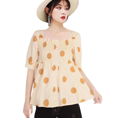 2019 New Women Blouse Fashion Polka Dot Print Short Sleeve Shirt Casual Loose Square Collar Button Ruffles Blouses Basic Tops
2019 New Women Blouse Fashion Polka Dot Print Short Sleeve Shirt Casual Loose Square Collar Button Ruffles Blouses Basic Tops
