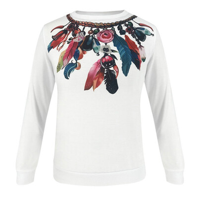 Women T-Shirt Fashion Tops Round Collar Autumn Cartoon Feather Print Loose Long Sleeve Casual Simple Wild T-Shirt
Women T-Shirt Fashion Tops Round Collar Autumn Cartoon Feather Print Loose Long Sleeve Casual Simple Wild T-Shirt