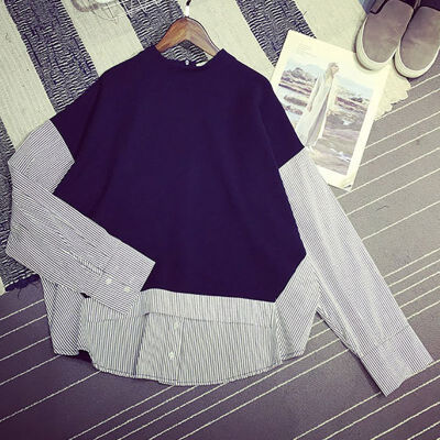 Korean Style Fake Two Pieces Patchwork Long Sleeve Women Sweatshirt Autumn Casual Stand Collar Pullovers Tops Female
Korean Style Fake Two Pieces Patchwork Long Sleeve Women Sweatshirt Autumn Casual Stand Collar Pullovers Tops Female