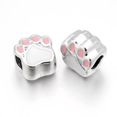 Nickel Free & Lead Free Unfading Silver Plated Alloy Enamel European Beads Large Hole Beads Dog Paw Print White 11x10x7mm
Nickel Free & Lead Free Unfading Silver Plated Alloy Enamel European Beads Large Hole Beads Dog Paw Print White 11x10x7mm