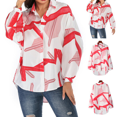 Starmoon Fashion Women Turn Down Collar Long Sleeve Geometric Print Buttons Loose T-Shirt
Starmoon Fashion Women Turn Down Collar Long Sleeve Geometric Print Buttons Loose T-Shirt