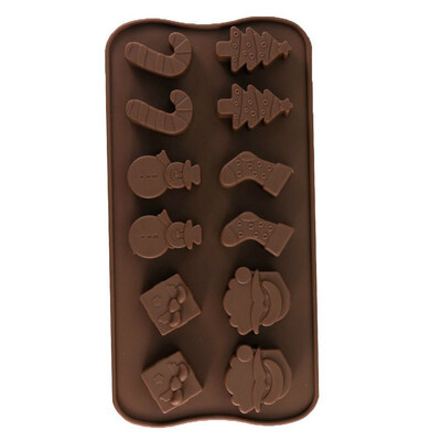Christmas Chocolate Mold Snowman Socks Trees Silicone Cake Mould Candy Cookies