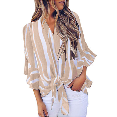 Starmoon Fashion Womens Striped V-neck Bell Sleeve Shirt Tie Knot Casual Blouses Tops
Starmoon Fashion Womens Striped V-neck Bell Sleeve Shirt Tie Knot Casual Blouses Tops