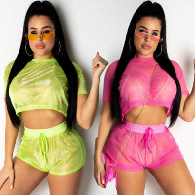 2pcs Set Womens Summer Short Sleeves Bodycon Club Mesh Casual Jumpsuit Playsuits
2pcs Set Womens Summer Short Sleeves Bodycon Club Mesh Casual Jumpsuit Playsuits