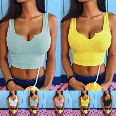 Women V Neck Slim Tank Top Sexy Crop Top Short Sleeve T-Shirt Blouse Clubwear