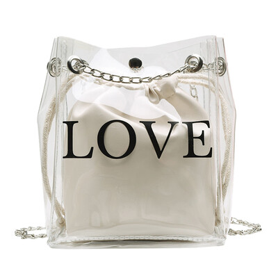 Women Transparent Bucket Bag Letter Print Chain Shoulder Bags Ladies Clear PVC Jelly Crossbody Messenger Bag T2G
Women Transparent Bucket Bag Letter Print Chain Shoulder Bags Ladies Clear PVC Jelly Crossbody Messenger Bag T2G
