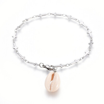 304 Stainless Steel Bar Link Chain Anklets with Cowrie Shell Beads&Lobster Claw Clasps Stainless Steel Color 10-78"275cm
304 Stainless Steel Bar Link Chain Anklets with Cowrie Shell Beads&Lobster Claw Clasps Stainless Steel Color 10-78"275cm