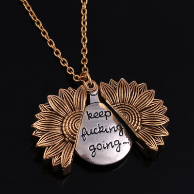 Keep Fucking Going- Sunflower Necklace Box Golden