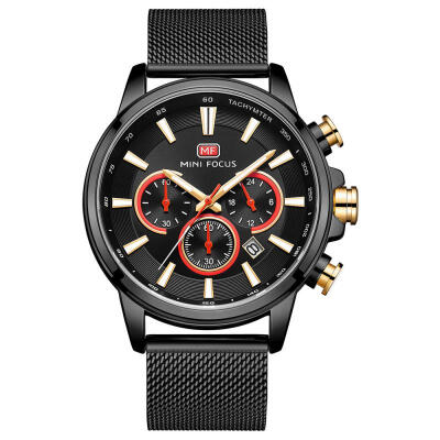 MINI FOCUS MF0142G Fashion Waterproof Luminous 3-Dial 6-Pin Quartz Wristwatch Mens Watch With Mesh Strap Calendar Function
MINI FOCUS MF0142G Fashion Waterproof Luminous 3-Dial 6-Pin Quartz Wristwatch Mens Watch With Mesh Strap Calendar Function