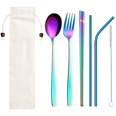 Toponeto Stainless Steel Dinnerware Set Metal Straw Spoon Fork Chopsticks Tableware 6 Pcs
Toponeto Stainless Steel Dinnerware Set Metal Straw Spoon Fork Chopsticks Tableware 6 Pcs
