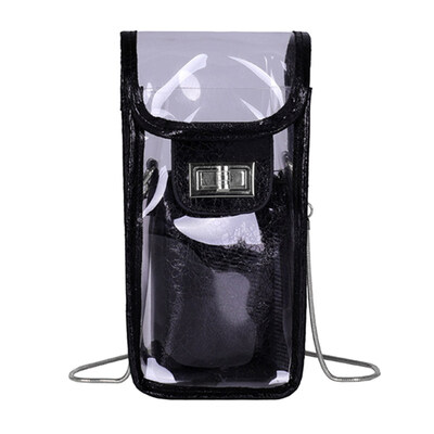 2PcsSet Women Transparent PVC Twist Lock Crossbody Shoulder Bag Phone Holder