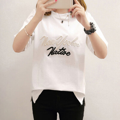 Women Tees Summer Letter Printed T Shirt Korean Harajuku Embroidery Short Sleeve T-shirts Women Casual Top Shirts
Women Tees Summer Letter Printed T Shirt Korean Harajuku Embroidery Short Sleeve T-shirts Women Casual Top Shirts