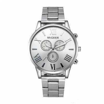 Gobestart Fashion Man Crystal Stainless Steel Analog Quartz Wrist Watch
