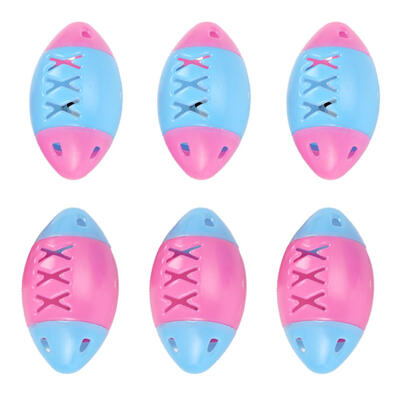 6pcs Plastic Bell Sounding Rugby Football Shape Bite Resistant Pet Cat Toys