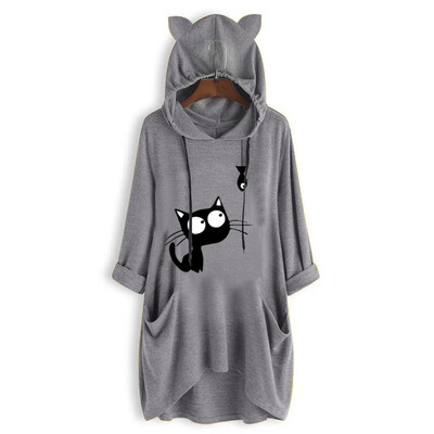 Tailored Women Casual Print Cat Ear Hooded Long Sleeves Pocket Irregular Top Blouse Shirt
Tailored Women Casual Print Cat Ear Hooded Long Sleeves Pocket Irregular Top Blouse Shirt