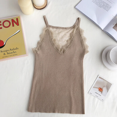 Women Versatile Lace Sweet Knit Off Shoulder Slim Solid Color Sexy Strap V Collar Camisole
Women Versatile Lace Sweet Knit Off Shoulder Slim Solid Color Sexy Strap V Collar Camisole