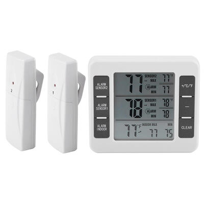 Greensen Wireless Digital Audible Alarm Refrigerator Thermometer with 2PCS Sensor MinMax Display
Greensen Wireless Digital Audible Alarm Refrigerator Thermometer with 2PCS Sensor MinMax Display