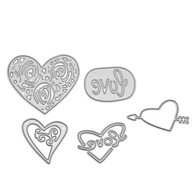 5pcs Love Heart Cutting Die Stencil Scrapbook Template Frame DIY Craft