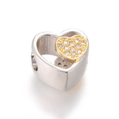 Alloy Rhinestone European Beads Large Hole Beads Heart Crystal 112x111mm