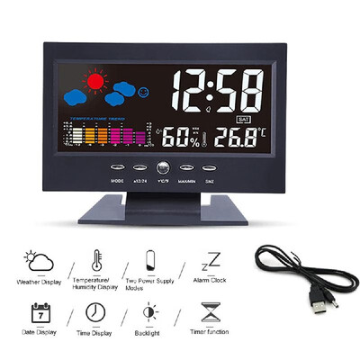 Multi-functional Alarm Clock Backlight LCD Screen Digital Clock with TimeDateWeekTemperatureHumidityWeather Display
Multi-functional Alarm Clock Backlight LCD Screen Digital Clock with TimeDateWeekTemperatureHumidityWeather Display