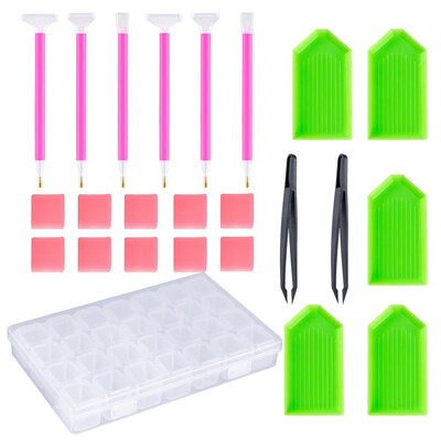 Siaonvr 24 Pieces DIY Diamond Painting Cross Stitch Tool Set Diamond Stitch For DIY Art