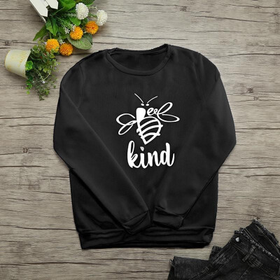 Women Autumn Winter Sweatshirt Cute Bee Kind Letters Printed Long Sleeves Pullovers Warm Casual Tops Outwear
Women Autumn Winter Sweatshirt Cute Bee Kind Letters Printed Long Sleeves Pullovers Warm Casual Tops Outwear