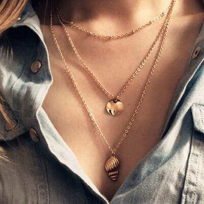 Europe&the United States foreign trade jewelry original single brand multi-layer metal sequins accessories alloy conch pendant copper bead chain necklace
Europe&the United States foreign trade jewelry original single brand multi-layer metal sequins accessories alloy conch pendant copper bead chain necklace