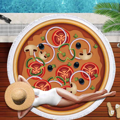 Toponeto Large Round Beach Cloth Outdoor Picnic Blanket Polyester Printed Sand Beach Pad