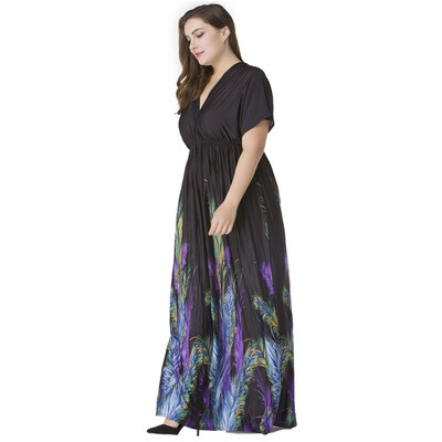 Sexy Women Plunge V Neck Print Plus Size Dress Ruched Big Size Maxi Party Dress Black
Sexy Women Plunge V Neck Print Plus Size Dress Ruched Big Size Maxi Party Dress Black