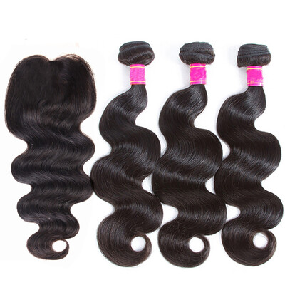 Amazing Star Brazilian Virgin Hair Bundles with Closure Body Wave with Closure Human Hair with Closure Free Part