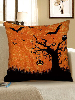 Halloween Pumpkin Bats Printed Pillow Cover