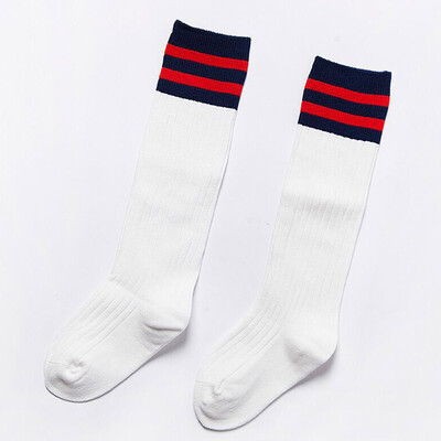 Child Football Socks Three Bars Knee-High Pure Cotton Striped Stocking Practical