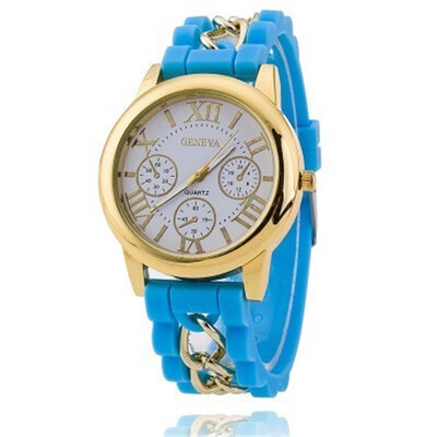 Geneva fake three-eye watch casual silicone jelly bracelet womens watch