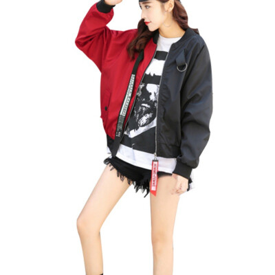 Patchwork Casual Bomber Jacket Women Two Tone Patch Back Autumn Jackets 2018 New Letter Ribbon Zip Up Jackets for Women
Patchwork Casual Bomber Jacket Women Two Tone Patch Back Autumn Jackets 2018 New Letter Ribbon Zip Up Jackets for Women