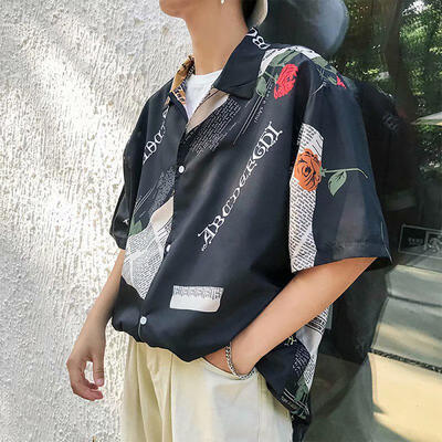 Loose Rose Print Shirts Turn-Down Collar Shirt Summer Casual Short Sleeve Top For Men
Loose Rose Print Shirts Turn-Down Collar Shirt Summer Casual Short Sleeve Top For Men