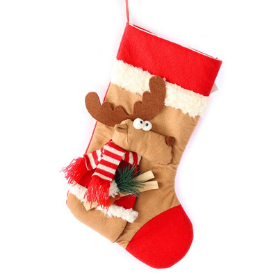 2019 New Christmas Stockings Cute Candy Gift Bag Snowman Elk X-mas Hanging Decoration Home Party Hanging Decoration