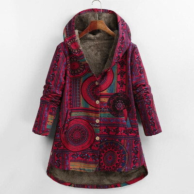 Women Winter Plus Size Coat Fluffy Faux Fur Geometry Print Button Hooded Neck Long Sleeve Pockets Cotton Outwear Overcoat BlueRed
Women Winter Plus Size Coat Fluffy Faux Fur Geometry Print Button Hooded Neck Long Sleeve Pockets Cotton Outwear Overcoat BlueRed