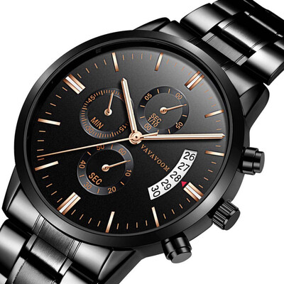 Gobestart Men Luxury Casual Watch Quartz Stainless Steel Waterproof Calendar Watch
