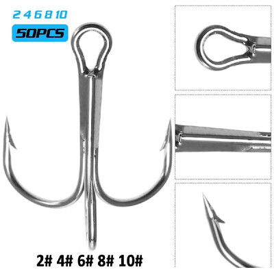 50pcs Treble Fishing Hook Set 5 Sizes 12 - 20 High Carbon Steel Carp Fishing Hooks Round Bent Treble Hooks
50pcs Treble Fishing Hook Set 5 Sizes 12 - 20 High Carbon Steel Carp Fishing Hooks Round Bent Treble Hooks