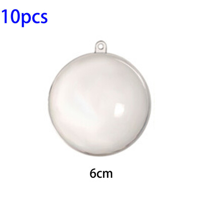10X Clear Plastic Ball Baubles Plastic Fillable Christmas Ornament Hanging Decor