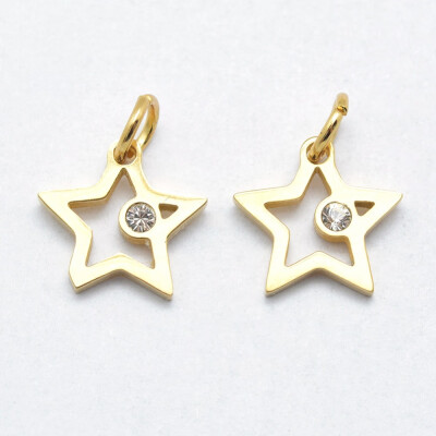 316 Stainless Steel Pendants with Cubic Zirconia Long-Lasting Plated Star Clear Real Gold Plated 14x14x2mm Hole 3mm
316 Stainless Steel Pendants with Cubic Zirconia Long-Lasting Plated Star Clear Real Gold Plated 14x14x2mm Hole 3mm