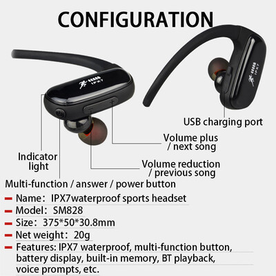 SM828 IPX7 Waterproof Headphones Wireless Bluetooth Earphone 16GB MP3 Player In-ear Stereo Music Earbuds Sports Headset
SM828 IPX7 Waterproof Headphones Wireless Bluetooth Earphone 16GB MP3 Player In-ear Stereo Music Earbuds Sports Headset