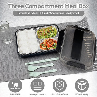 304 Stainless Steel Lunch Box 4-Grid Microwave Leakproof Four Compartment Meal Box with Free Tableware Set for Students Office Pic
304 Stainless Steel Lunch Box 4-Grid Microwave Leakproof Four Compartment Meal Box with Free Tableware Set for Students Office Pic