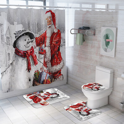 Tailored Santa Christmas Print Toilet Bathroom Mat And Shower Curtain Four-Piece Set
Tailored Santa Christmas Print Toilet Bathroom Mat And Shower Curtain Four-Piece Set